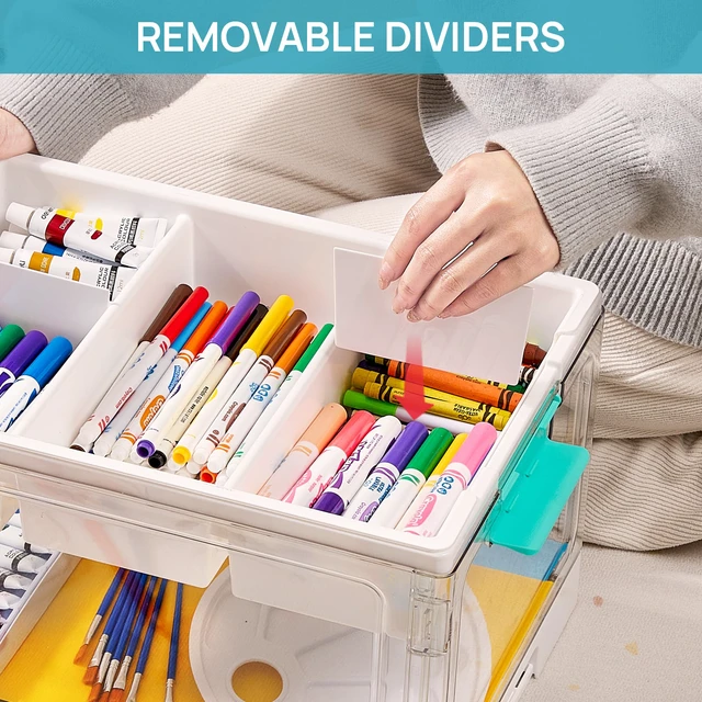 Alt view image 5 of 7 - 24 QT Clear Craft Organizer with Removable Tray & Dividers, 1 Pack | Storage Box for Coloring Books, Modeling Clay, Molds and Art Supplies, Keeps Craft Materials Organized and Easy to Access