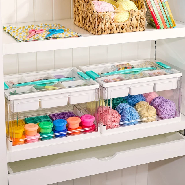 Alt view image 6 of 7 - 24 QT Clear Craft Organizer with Removable Tray & Dividers, 1 Pack | Storage Box for Coloring Books, Modeling Clay, Molds and Art Supplies, Keeps Craft Materials Organized and Easy to Access
