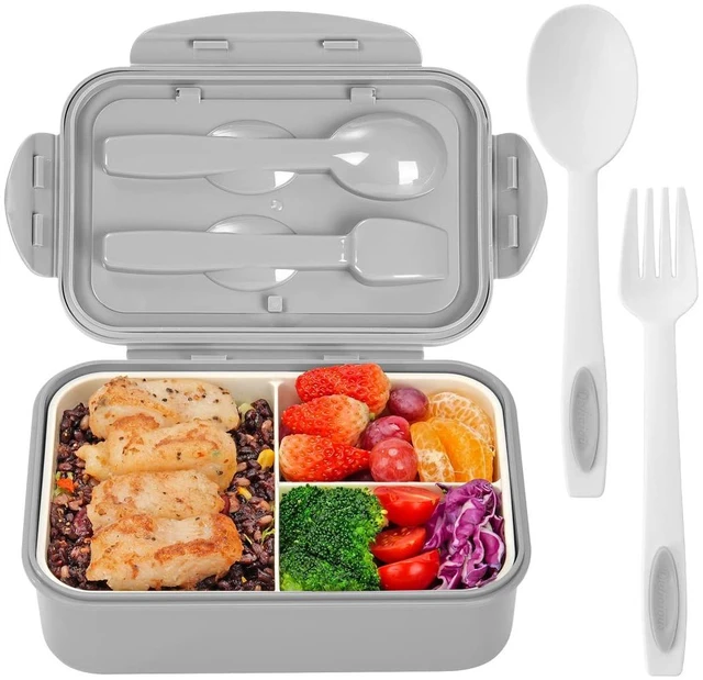 Main image of Bento Box for Adults-1100ML Bento Lunch Box Container For Kids Teens | Built-in Spoon & Fork - Durable Perfect Size for On-the-Go Meal, BPA-Free and Food-Safe Materials(Grey)
