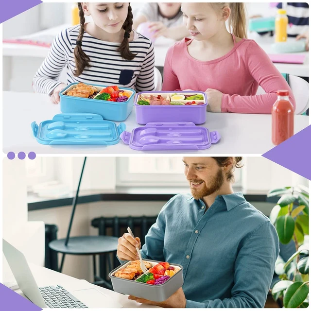 Alt view image 5 of 7 - Bento Box for Adults-1100ML Bento Lunch Box Container For Kids Teens | Built-in Spoon & Fork - Durable Perfect Size for On-the-Go Meal, BPA-Free and Food-Safe Materials(Grey)