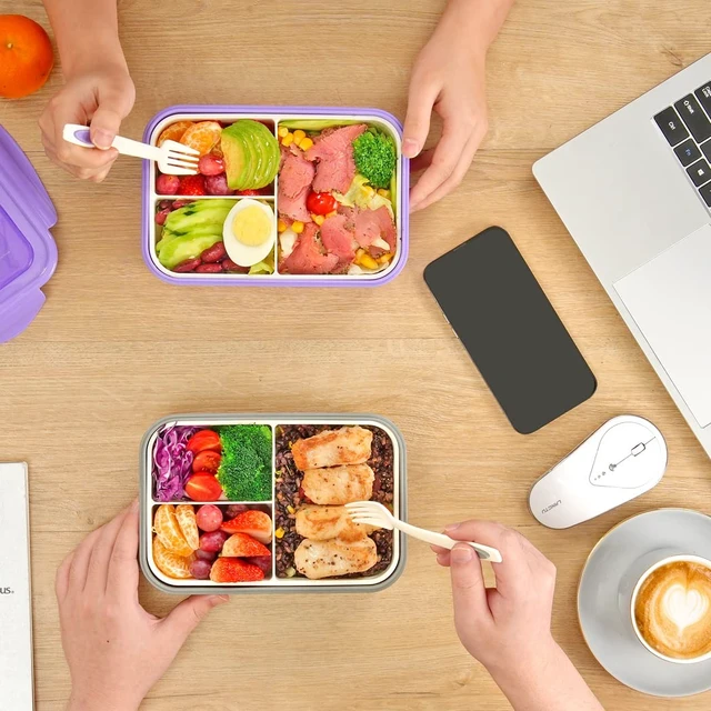 Alt view image 7 of 7 - Bento Box for Adults-1100ML Bento Lunch Box Container For Kids Teens | Built-in Spoon & Fork - Durable Perfect Size for On-the-Go Meal, BPA-Free and Food-Safe Materials(Grey)