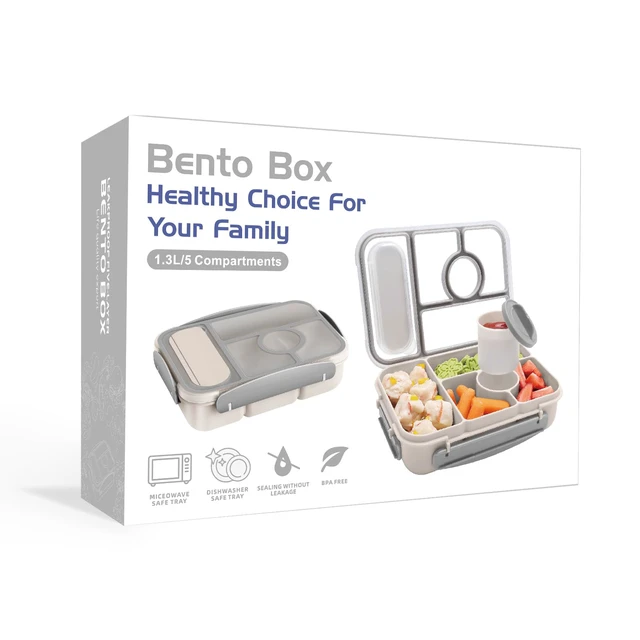 Alt view image 7 of 7 - Bento Box Adult Lunch Box Kids,Lunch Containers for Adults/Kids/Toddler,5 Compartments Bento Lunch Box with Sauce Vontainers,Microwave & Dishwasher & Freezer Safe,BPA-Free (White)