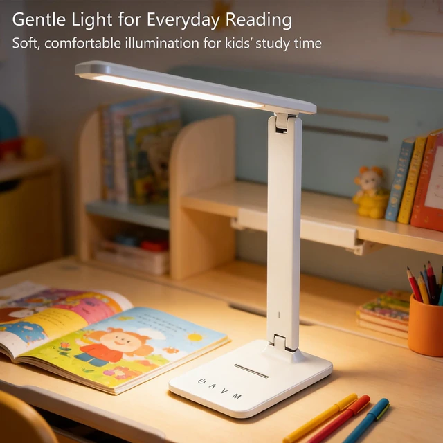 Alt view image 6 of 6 - LED Desk Lamp with USB Charging Port, 5 Color Modes & Brightness Levels, Eye-Caring Dimmable, Touch Control, Adjustable Foldable Arm, USB-C Powered