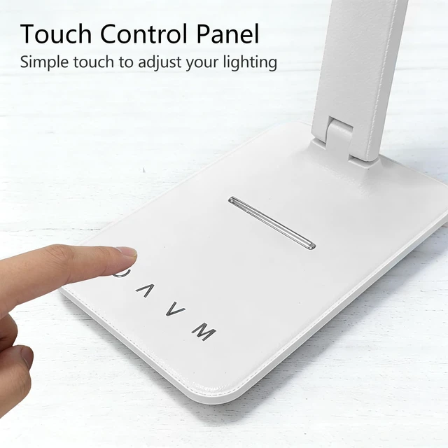 Alt view image 3 of 6 - LED Desk Lamp with USB Charging Port, 5 Color Modes & Brightness Levels, Eye-Caring Dimmable, Touch Control, Adjustable Foldable Arm, USB-C Powered