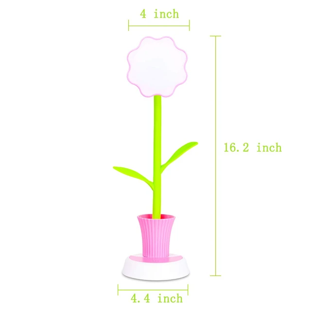Alt view image 5 of 7 - Desk Lamp for Kids Sunflower LED Charging Table Lamp Support Eye Protection Small Desk Folding for Reading,Study and Office, Adjustable Brightness - Pink