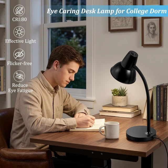 Alt view image 2 of 7 - LED Desk Lamps for Home Office, Flexible Gooseneck Eye-Caring Study Lamps Energy-Saving Desk Light, Anti-tip Heavy Duty Bedside Reading Light, Desk Lamps for College Dorm, Home Office, with 1.6m Cord