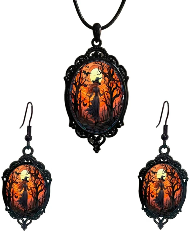 Main image of Gothic Necklace Earrings Set Halloween Jewelry for Women Vintage Victorian Witch Earrings Dark Punk Witchy Necklace Wicked Witch Costume Accessories Gothic Jewelry for Womens Halloween Costumes 2026