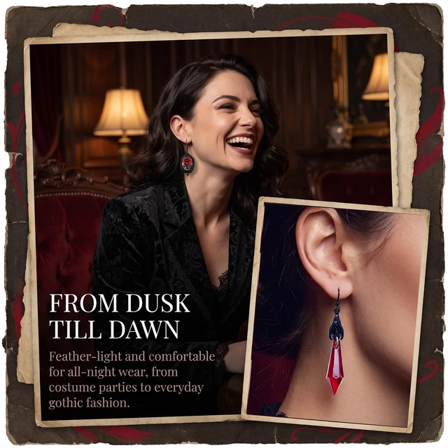 Alt view image 4 of 6 - 6 Pairs Halloween Earrings for Women Costumes, Womens Halloween Costume Accessories