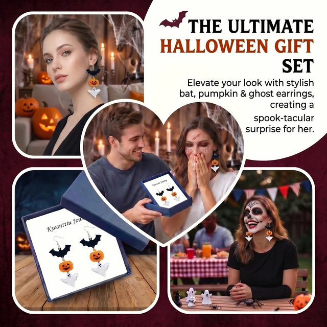 Alt view image 5 of 6 - Halloween Earrings for Women,4th of July Earrings for Women (Halloween) | Large Size But Super-lightweight,Bold Statement,Stand Out from The Crowd Effortlessly