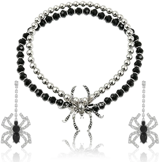 Main image of Halloween Spider Jewelry Set Halloween Earrings for Women Necklaces Gothic | Spider Dangle Earrings Party Cosplay Witch Gothic Clothes Vampire Accessories for Women Gift