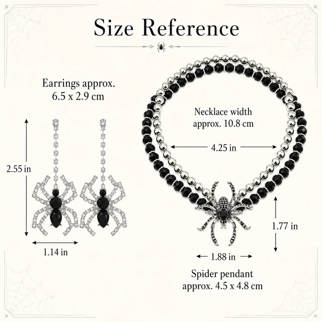 Alt view image 2 of 7 - Halloween Spider Jewelry Set Halloween Earrings for Women Necklaces Gothic | Spider Dangle Earrings Party Cosplay Witch Gothic Clothes Vampire Accessories for Women Gift