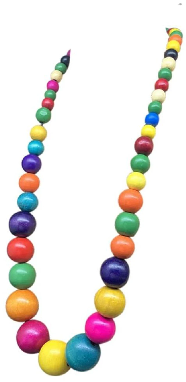 Main image of Chunky Large Simulated Pearl Choker Necklace Drop Dangle Earrings Crystal Bib Big Round Beaded Strand Multicolor Costume Statement Wedding Jewelry Set for Women Brides-Wooden Colorful