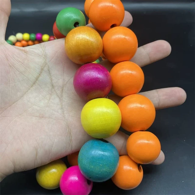 Alt view image 5 of 6 - Chunky Large Simulated Pearl Choker Necklace Drop Dangle Earrings Crystal Bib Big Round Beaded Strand Multicolor Costume Statement Wedding Jewelry Set for Women Brides-Wooden Colorful
