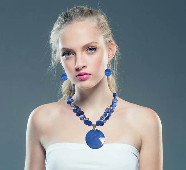 Alt view image 6 of 6 - Layered Beads Statement Fashion Necklace Chunky Jewelry Set Big Colorful Glass Stone Circle Shell Pendant Choker Necklace and Earring Set for Women (Orange)