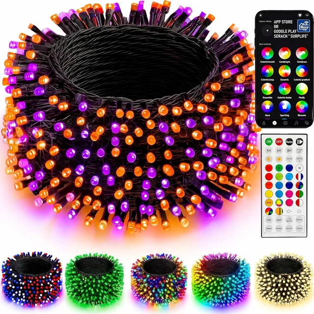 Main image of 66FT 200 LED Smart Color Changing Christmas Halloween Lights | RGB String Lights with Remote & App Controlled,4th of July Decoration for Indoor Outdoor Holiday Xmas Tree Party Xmas Decor