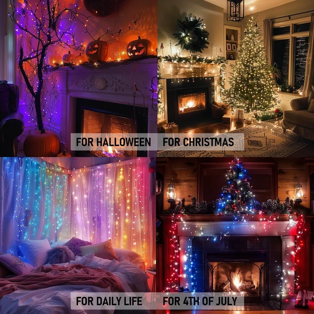 Alt view image 3 of 7 - 66FT 200 LED Smart Color Changing Christmas Halloween Lights | RGB String Lights with Remote & App Controlled,4th of July Decoration for Indoor Outdoor Holiday Xmas Tree Party Xmas Decor