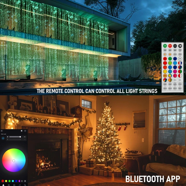 Alt view image 5 of 7 - 66FT 200 LED Smart Color Changing Christmas Halloween Lights | RGB String Lights with Remote & App Controlled,4th of July Decoration for Indoor Outdoor Holiday Xmas Tree Party Xmas Decor