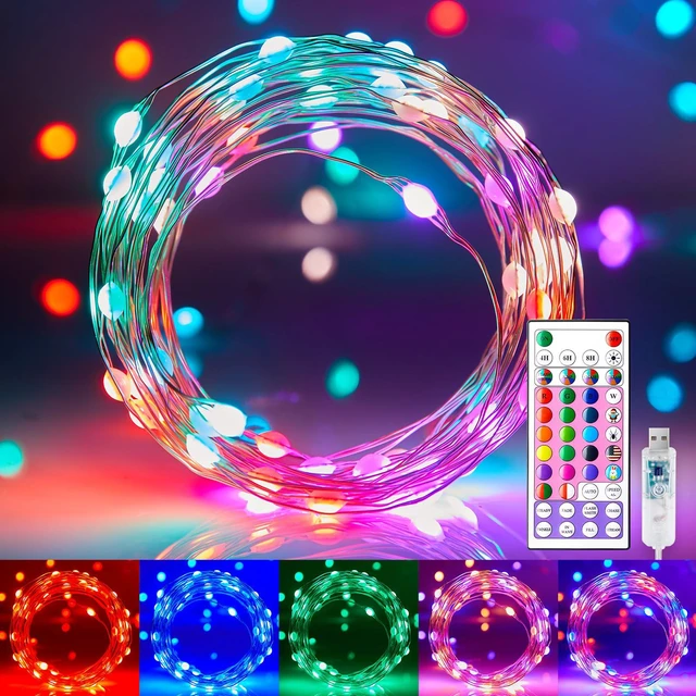 Main image of Fairy Lights Color Changing - 33FT 100 LED String Light with Remote | Halloween String Light with 16 Single Colors & 6 Holiday Colors,12 Modes,Timer, USB Fairy Lights for Bedroom Indoor Classroom
