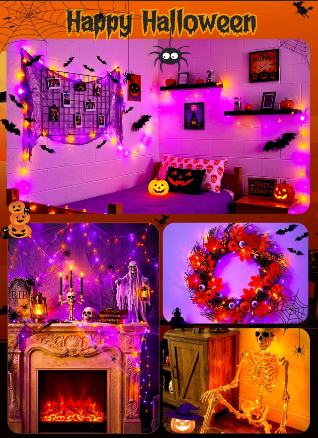 Alt view image 3 of 7 - Fairy Lights Color Changing - 33FT 100 LED String Light with Remote | Halloween String Light with 16 Single Colors & 6 Holiday Colors,12 Modes,Timer, USB Fairy Lights for Bedroom Indoor Classroom