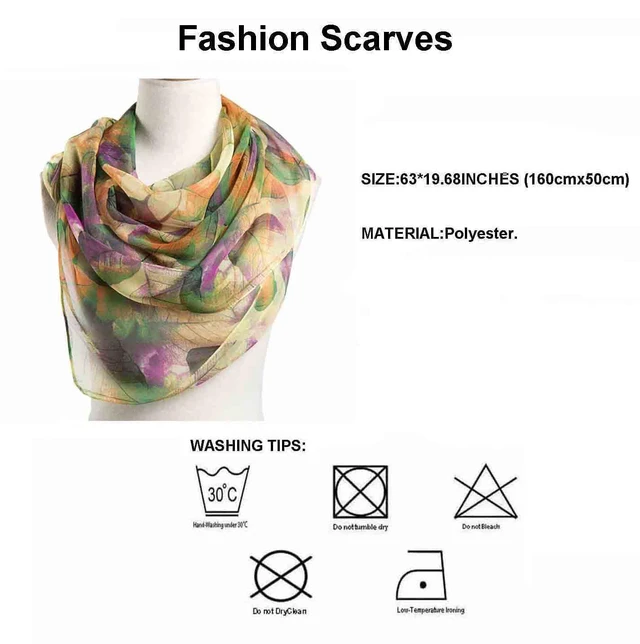 Alt view image 2 of 4 - Scarfs for Women Lightweight Scarves Elegant Floral Pattern Sheer Scarfs Shawls Wraps (YH-106)