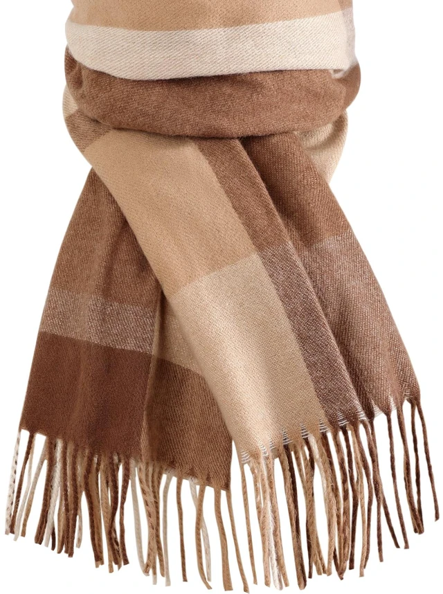 Main image of Women's Winter Scarf, Plaid Blanket Scarf, Cozy Pashmina Shawl | Soft Cashmere-Feel Fabric, Classic Plaid Design, Long Length Wraps as Shawl or Blanket, Ideal for Cold Weather & Daily Wear