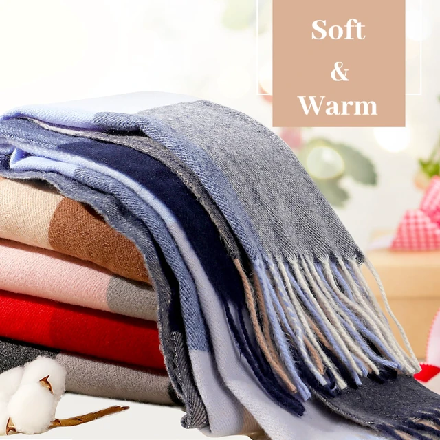 Alt view image 7 of 7 - Women's Winter Scarf, Plaid Blanket Scarf, Cozy Pashmina Shawl | Soft Cashmere-Feel Fabric, Classic Plaid Design, Long Length Wraps as Shawl or Blanket, Ideal for Cold Weather & Daily Wear