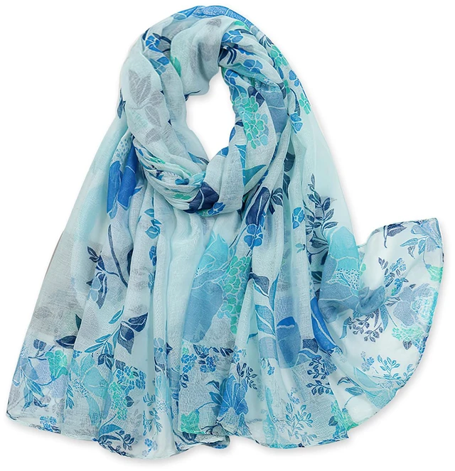 Main image of Light Blue Long Scarf for Women, Lightweight Scarf Fashion Shawl Wrap, Head Scarf for Spring Fall Winter (US-Style 19)