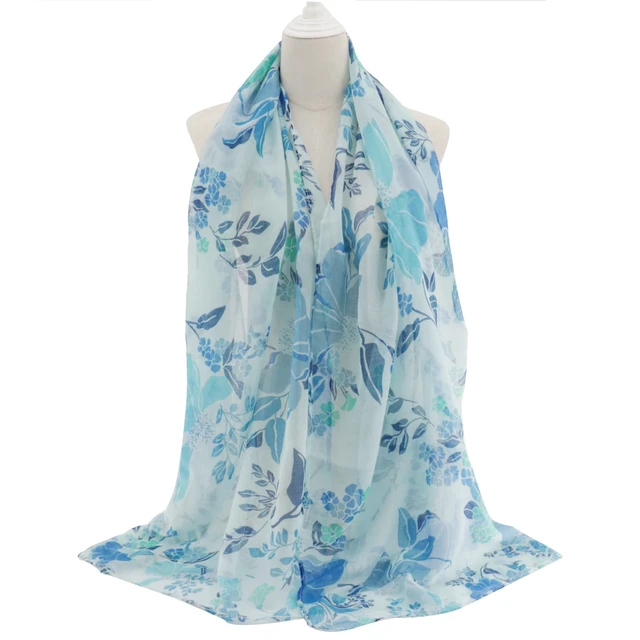 Alt view image 3 of 5 - Light Blue Long Scarf for Women, Lightweight Scarf Fashion Shawl Wrap, Head Scarf for Spring Fall Winter (US-Style 19)