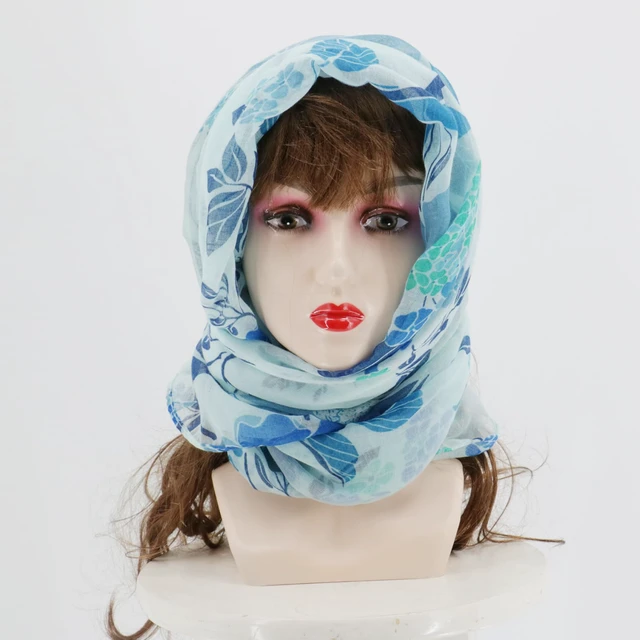 Alt view image 4 of 5 - Light Blue Long Scarf for Women, Lightweight Scarf Fashion Shawl Wrap, Head Scarf for Spring Fall Winter (US-Style 19)