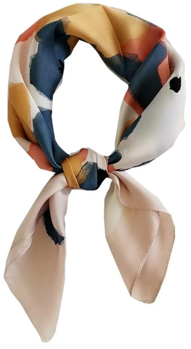 Main image of Silk Feeling Scarf Medium Square Satin Head Scarf for Women 27.5 inches