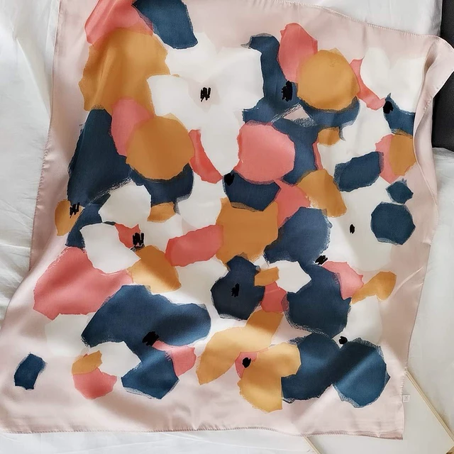 Alt view image 2 of 6 - Silk Feeling Scarf Medium Square Satin Head Scarf for Women 27.5 inches