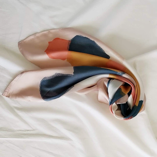 Alt view image 4 of 6 - Silk Feeling Scarf Medium Square Satin Head Scarf for Women 27.5 inches