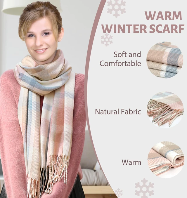 Alt view image 3 of 6 - Winter Scarf for Women Long Plaid Scarves Ladies Gifts | Warm Cashmere-Like Softness, Chic Plaid Design, Versatile Wrap Shawl, Oversized Blanket Scarf, Ideal Fall Winter Gift