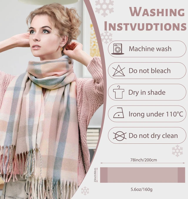 Alt view image 2 of 6 - Winter Scarf for Women Long Plaid Scarves Ladies Gifts | Warm Cashmere-Like Softness, Chic Plaid Design, Versatile Wrap Shawl, Oversized Blanket Scarf, Ideal Fall Winter Gift