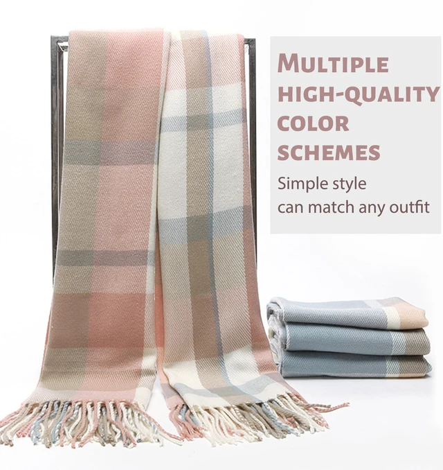 Alt view image 4 of 6 - Winter Scarf for Women Long Plaid Scarves Ladies Gifts | Warm Cashmere-Like Softness, Chic Plaid Design, Versatile Wrap Shawl, Oversized Blanket Scarf, Ideal Fall Winter Gift