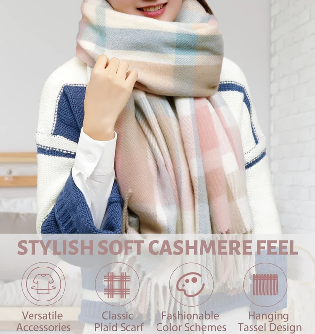 Alt view image 5 of 6 - Winter Scarf for Women Long Plaid Scarves Ladies Gifts | Warm Cashmere-Like Softness, Chic Plaid Design, Versatile Wrap Shawl, Oversized Blanket Scarf, Ideal Fall Winter Gift