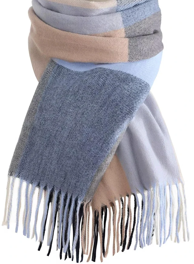 Main image of Women's Winter Scarf, Plaid Blanket Scarf, Cozy Pashmina Shawl | Soft Cashmere-Feel Fabric, Classic Plaid Design, Long Length Wraps as Shawl or Blanket, Ideal for Cold Weather & Daily Wear