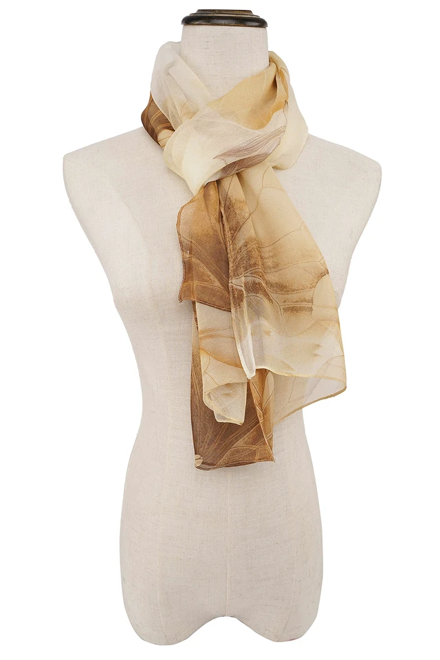 Alt view image 3 of 6 - Ladies/Women's Lightweight Floral Print/Solid Color mixture Shawl Scarf For Spring Summer season (Khaki Flower)