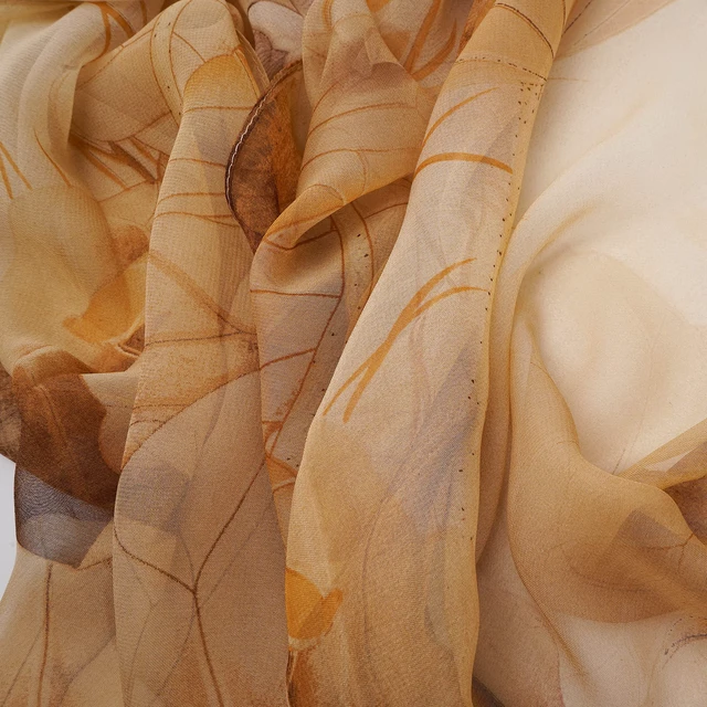 Alt view image 5 of 6 - Ladies/Women's Lightweight Floral Print/Solid Color mixture Shawl Scarf For Spring Summer season (Khaki Flower)