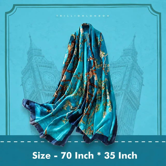 Alt view image 2 of 7 - London® Long Silk Scarf for Women, Neck Scarves, Lightweight Shawl | 70x35 Inches Large Wrap, Soft & Lightweight, Smooth Finish, Perfect for Spring, Summer, Autumn & Layering in Winter