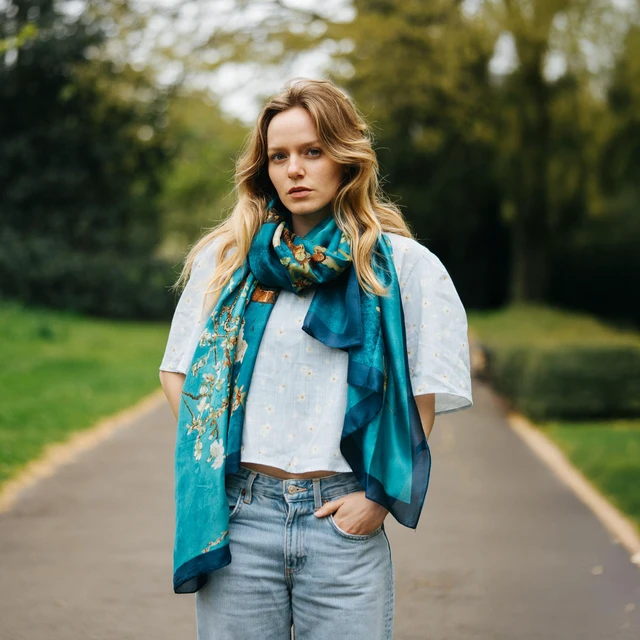 Alt view image 4 of 7 - London® Long Silk Scarf for Women, Neck Scarves, Lightweight Shawl | 70x35 Inches Large Wrap, Soft & Lightweight, Smooth Finish, Perfect for Spring, Summer, Autumn & Layering in Winter