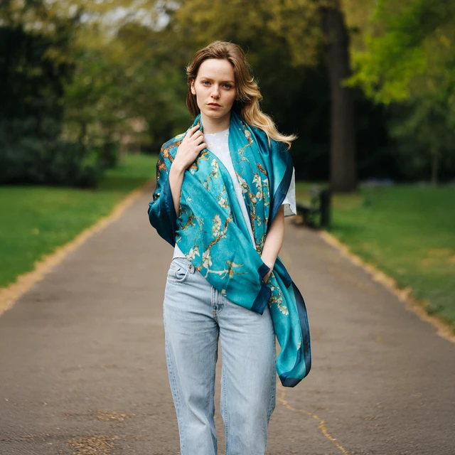 Alt view image 5 of 7 - London® Long Silk Scarf for Women, Neck Scarves, Lightweight Shawl | 70x35 Inches Large Wrap, Soft & Lightweight, Smooth Finish, Perfect for Spring, Summer, Autumn & Layering in Winter