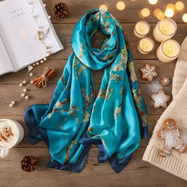 Alt view image 6 of 7 - London® Long Silk Scarf for Women, Neck Scarves, Lightweight Shawl | 70x35 Inches Large Wrap, Soft & Lightweight, Smooth Finish, Perfect for Spring, Summer, Autumn & Layering in Winter