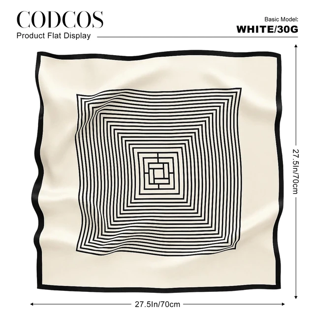 Alt view image 3 of 7 - 27.5 Inch Silk Feeling Scarf for Women Square Satin Head Scarf Hair Wrap Bandana Black White