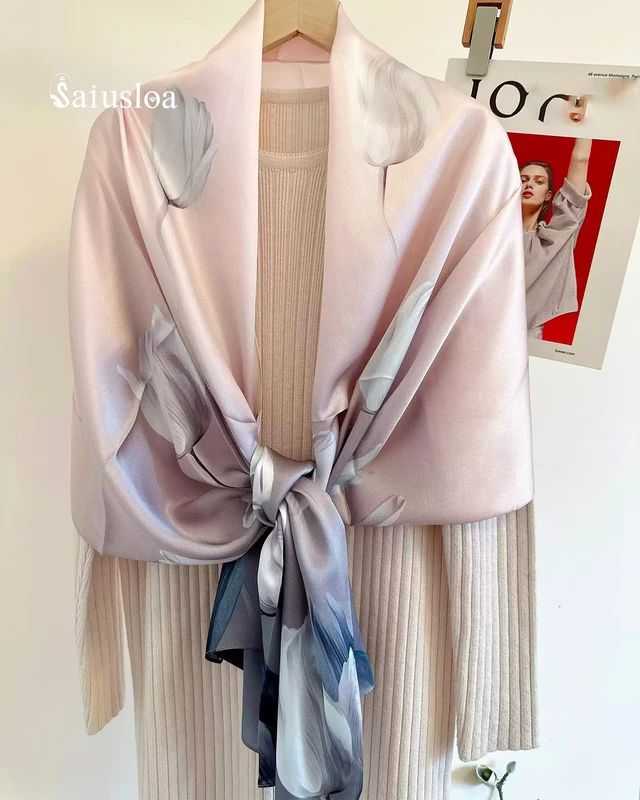 Alt view image 5 of 6 - Dress Scarves Shawl Wraps Long Silky Scarf for Women Dressy Fashion Lightweight for Decorative Formal Evening Gowns-1036