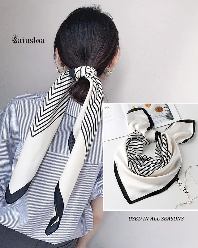 Alt view image 3 of 6 - Neck Scarf For Womens Silky Head Scarves Hair Bandanas Square Scarf Fashion Accessories lightweight 27.5 * 27.5inch-9