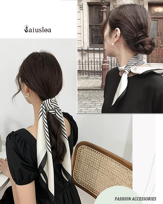 Alt view image 4 of 6 - Neck Scarf For Womens Silky Head Scarves Hair Bandanas Square Scarf Fashion Accessories lightweight 27.5 * 27.5inch-9