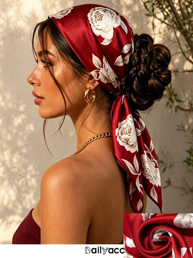 Alt view image 5 of 6 - Hair Bandanas Scarf For Women Lightweight Fashion Neck Silk Satin Head Scarves For Sleeping Handbags Scarf-1