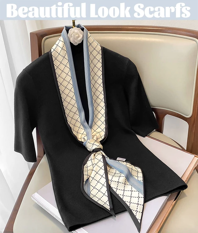 Alt view image 3 of 7 - 59" Mulberry Silk Like Head Scarf Women's Fashion Square Neck Satin Scarfs for Bag Hair Scarves Gift 59 * 5.9