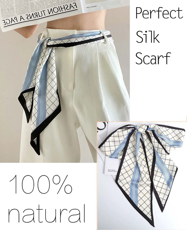 Alt view image 4 of 7 - 59" Mulberry Silk Like Head Scarf Women's Fashion Square Neck Satin Scarfs for Bag Hair Scarves Gift 59 * 5.9